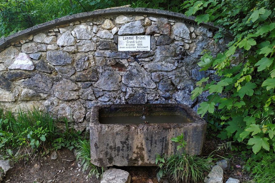 Falls die Wasservorräte zu Ende gehen, können die Flaschen vor dem letzten Abstieg im Lammel-Brünnl mit frischem Quellwasser befüllt werden. Foto: Simon Widy