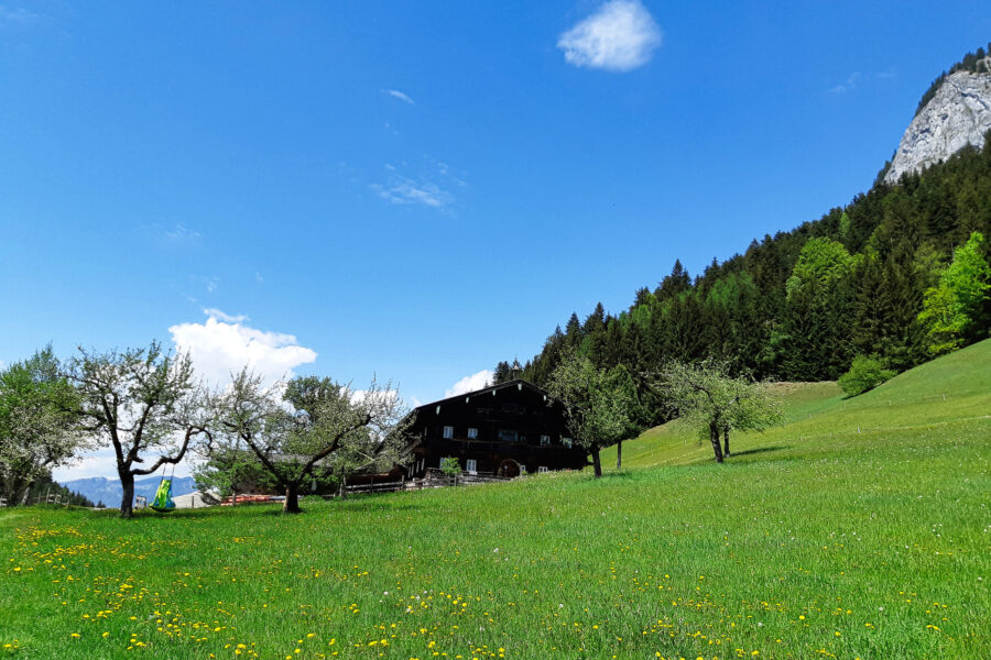 Lengau, ein kleines, einsames Paradies, rechts oben der Fels des der Prof.-Sinwel-Steigs. Foto: Konrad Gwiggner